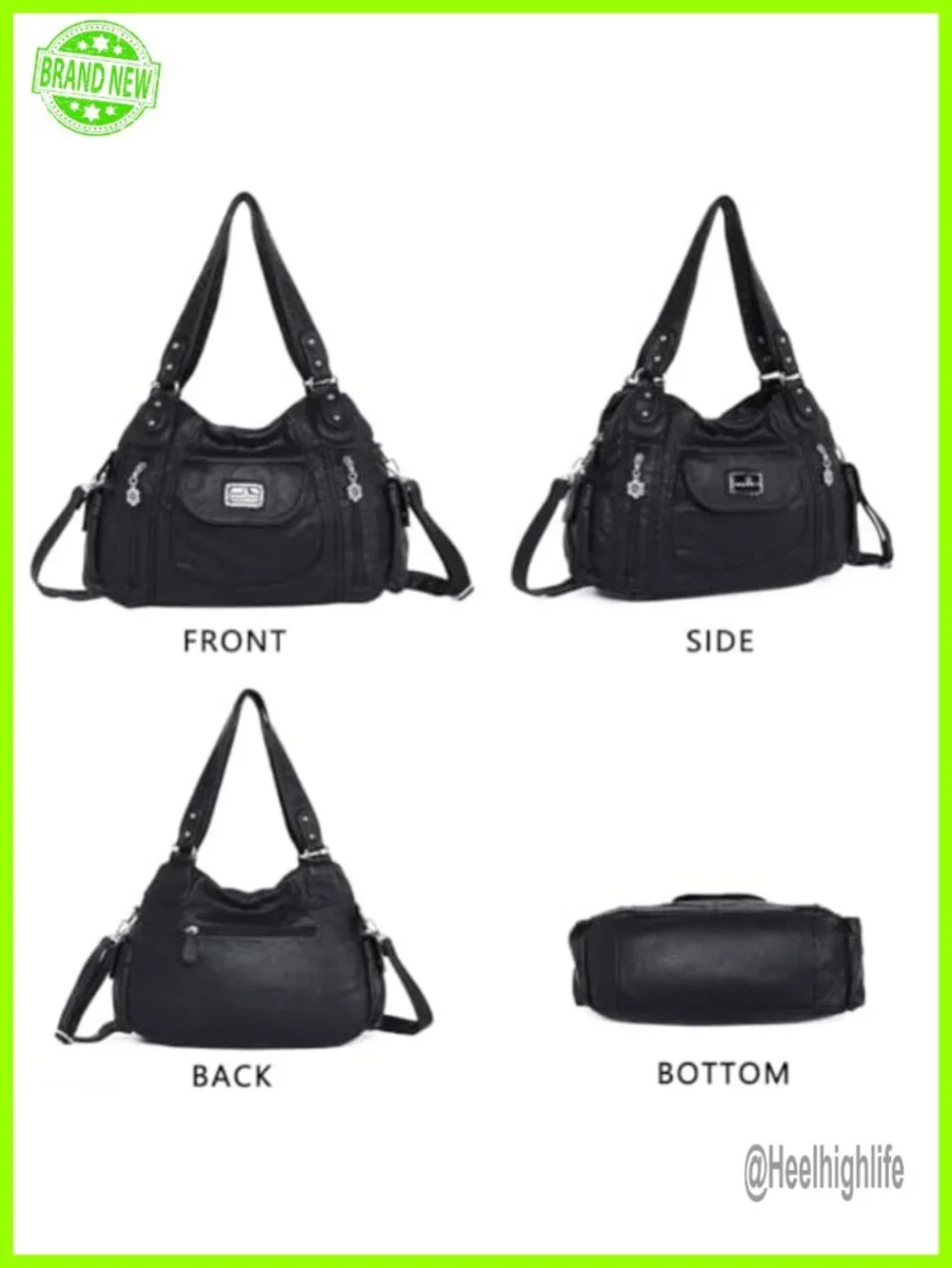 Faux Leather Large Hobo Bag with Multiple Pockets Shoulder Crossbody Tote